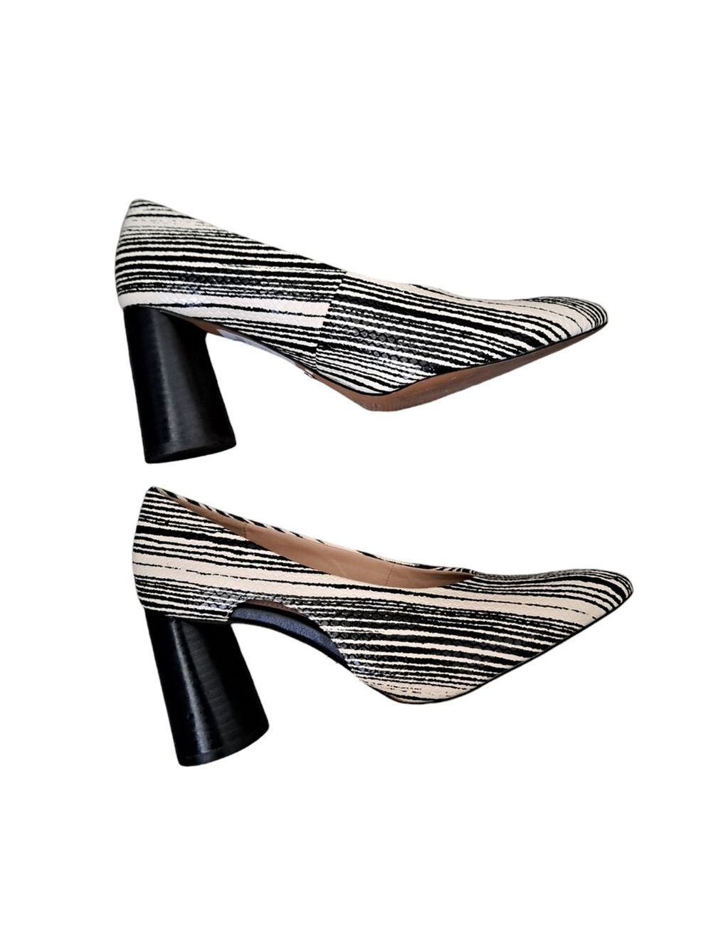 TOPSHOP "GINGER" cone heel leather cut out pumps shoes ivory black ladies 7.5